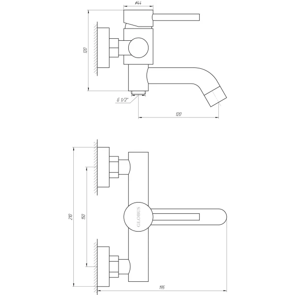 Смеситель для ванны Globus Lux ALPEN SBT1-102L