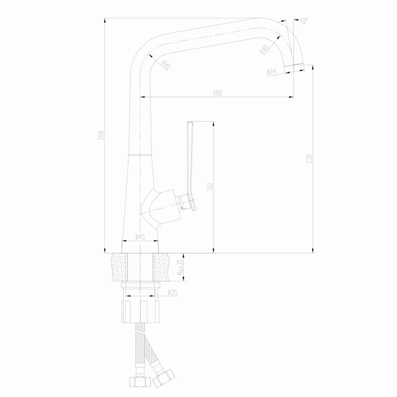 Змішувач для кухні TOPAZ TEEL TT 24401-H59-BB
