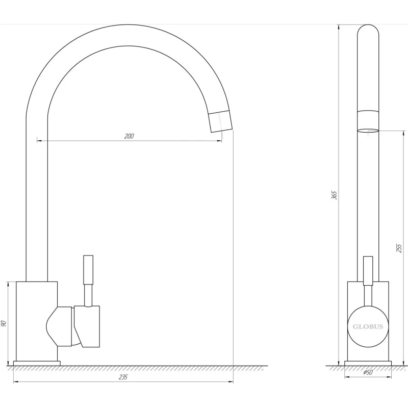 Смеситель для кухни Globus Lux ALPEN SUS-203S-BB