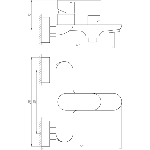 Смеситель для ванны Globus Lux Ontario GLO-0102N