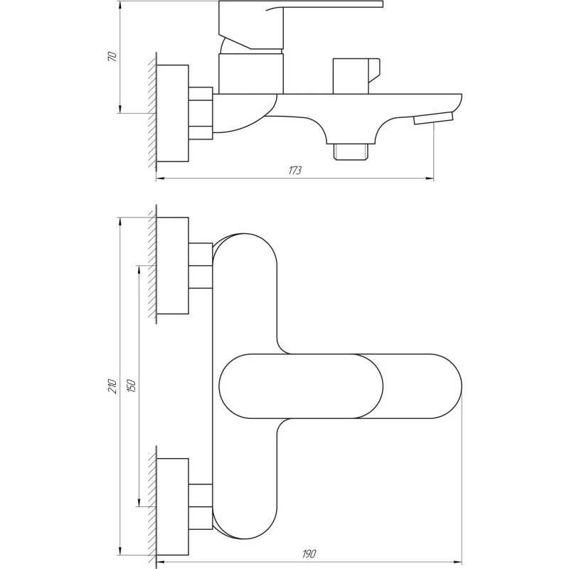 Змішувач для ванни Globus Lux Ontario GLO-0102N