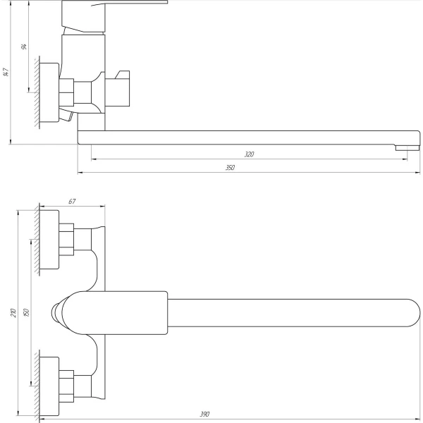 Смеситель для ванны Globus Lux Niagara GLN-0208