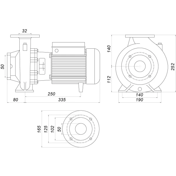 Насос моноблочний IR 32-125B 1,1 кВт SAER (16 м3/год, 21 м)
