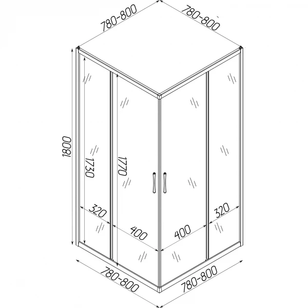 Душова кабіна квадратна без піддона ODRA N80FS (N80) BRAVO (1уп.)
