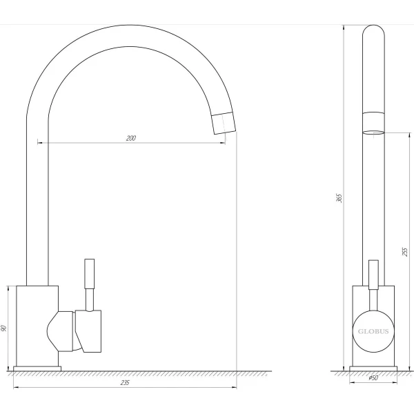 Смеситель для кухни Globus Lux ALPEN SUS-203S-WW