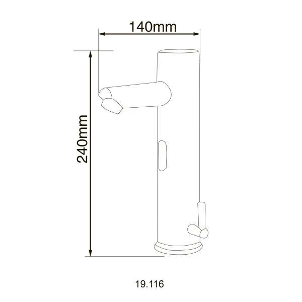 Смеситель сенсорный для умывальника HOTEC 19.116 DC/AC Hot/Cold с трансформатором