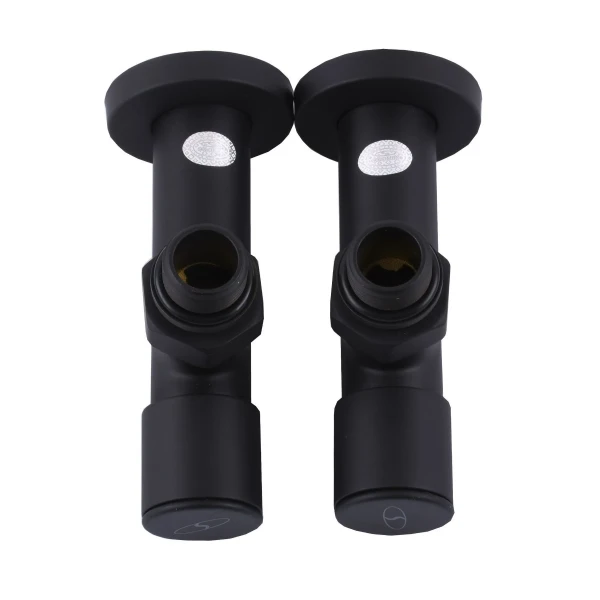 Набір Кран вентильний кутовий з американкою SOLOMON LUX 1/2″ 7777 (2шт.) BLACK (1уп)