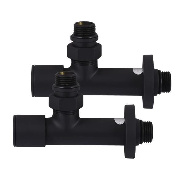 Набір Кран вентильний кутовий з американкою SOLOMON LUX 1/2″ 7777 (2шт.) BLACK (1уп)