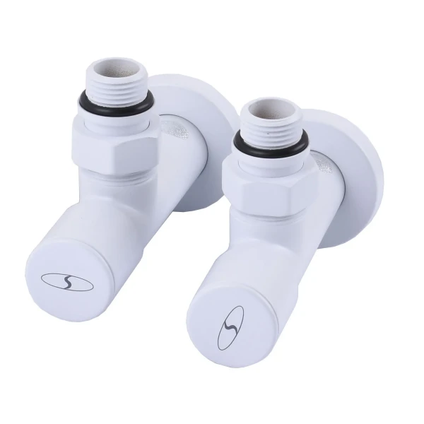 !Набір Кран вентильний кутовий з американкою SOLOMON LUX 1/2″ WHITE 7777 (1уп.)