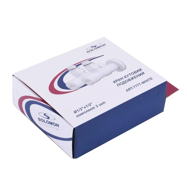 !Набір Кран вентильний кутовий з американкою SOLOMON LUX 1/2″ WHITE 7777 (1уп.)