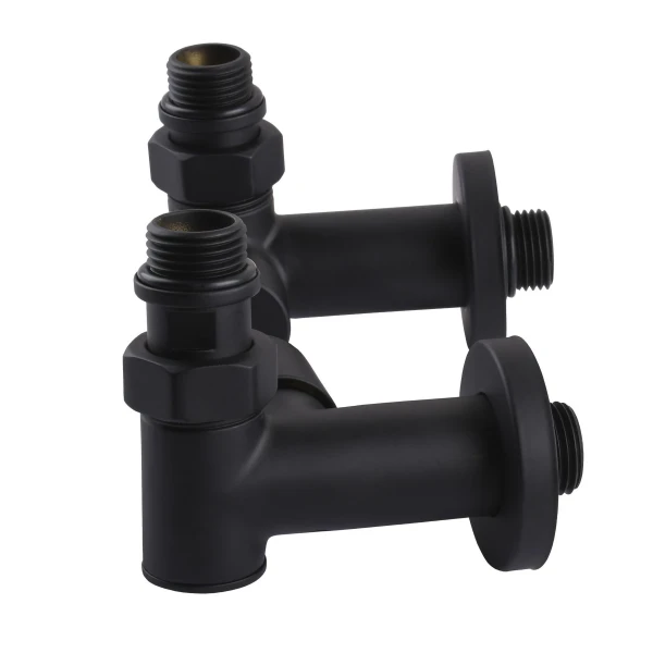 Набір Кран вентильний кутовий з американкою SOLOMON LUX 1/2″ 7777 TEN (2шт.) BLACK (1уп)