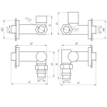Набір Кран вентильний кутовий з американкою SOLOMON LUX 1/2″ 7777 TEN (2шт.) BLACK (1уп)