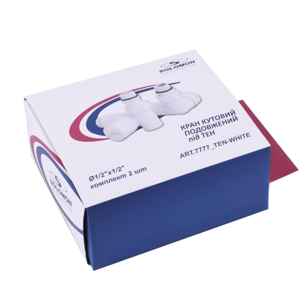 !Набір Кран вентильний кутовий з американкою SOLOMON LUX 1/2″ WHITE 7777_TEN (1уп.)