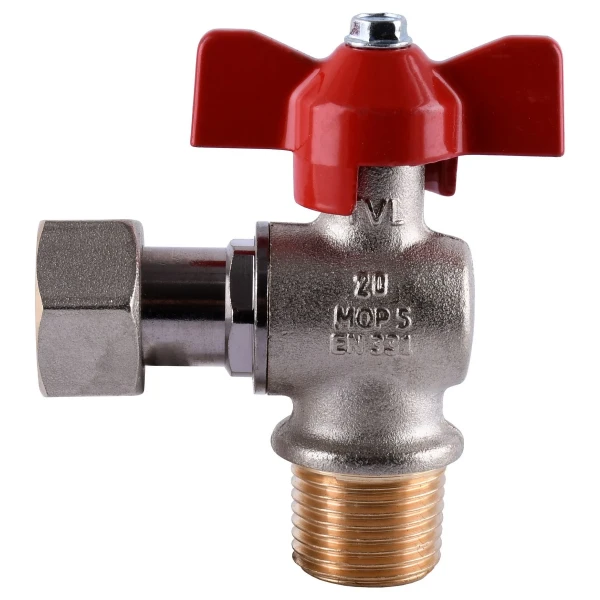 Кран кульовий котловий 1/2″  301202R кутовий з накидною гайкой  TECNOVIELLE S.p.A.