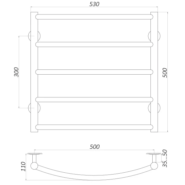Рушникосушарка UNIO LD W 500-500-5 Драбинка Дуга вода