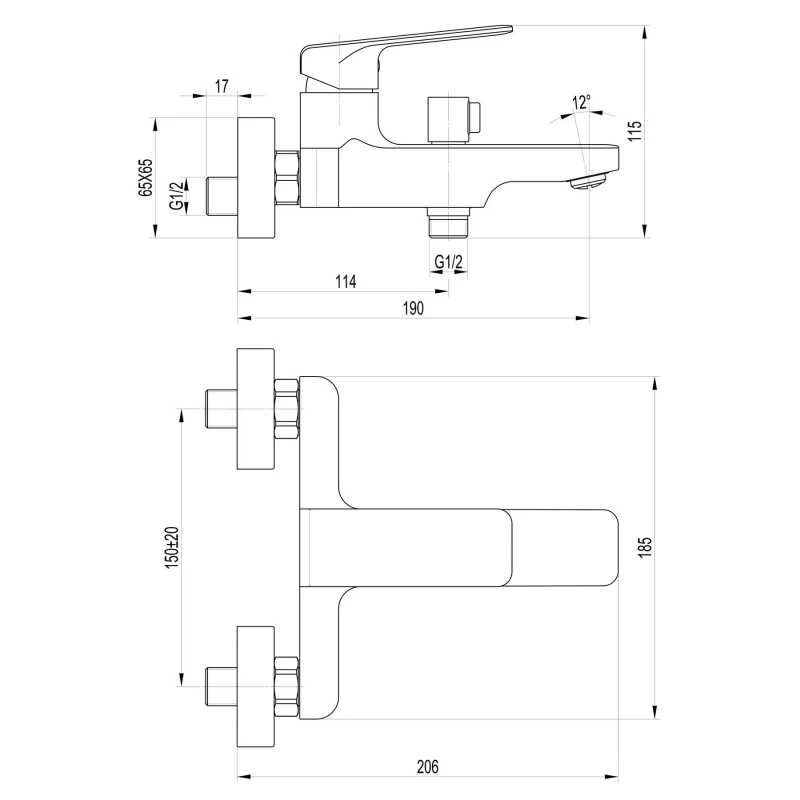 Смеситель для ванны TOPAZ ODISS TO 18101-H52-BL