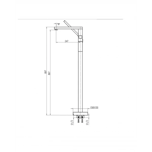 Смеситель для ванны TOPAZ ODISS TO 18113-H66