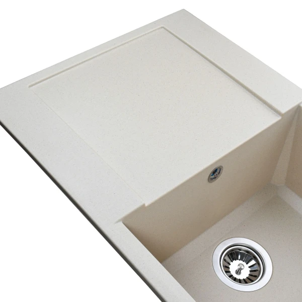 Гранітна мийка Globus Lux KOMO слонова кiстка 790х500