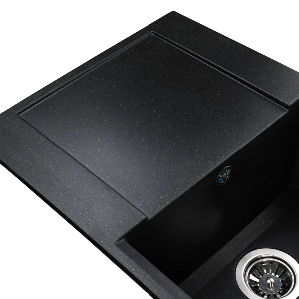 Гранітна мийка Globus Lux KOMO чорний металік 790х500мм-А0001