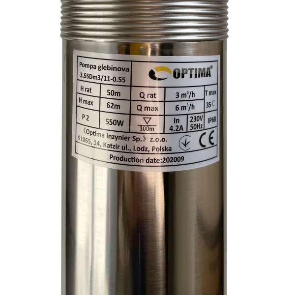 Насос скважинный с повышенной уст-тью к песку OPTIMA 3,5SDm3/11 0,55 кВт 62м кабель 1,5м NEW