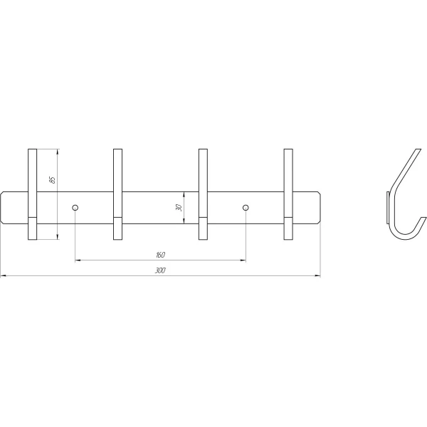 Планка з гачками Globus Lux BQ9435-4 чорна матова SUS304