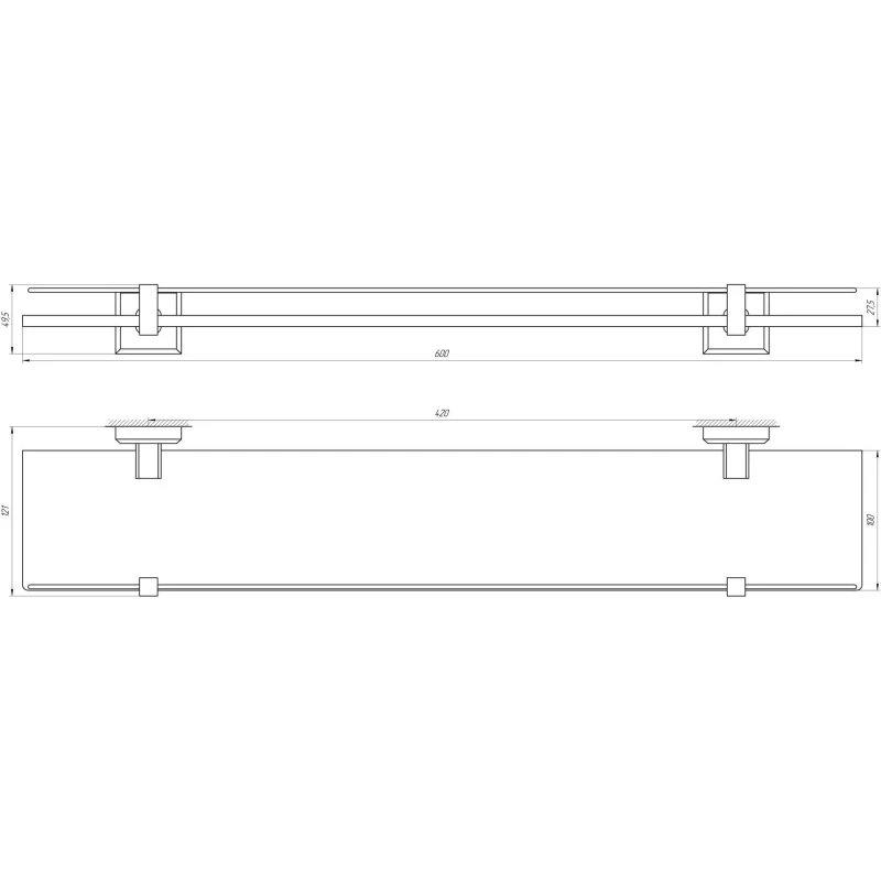Полиця TOPAZ TKB 9927 скло с бортиком