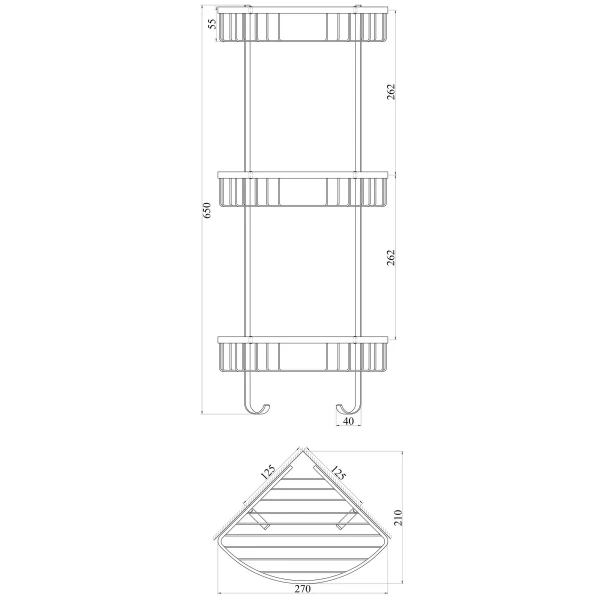Поличка потрійна кутова TOPAZ 4134