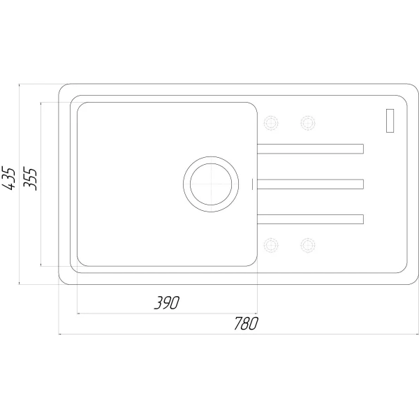 Гранітна мийка Globus Lux LUGANO мигдаль 780х435мм-А0008