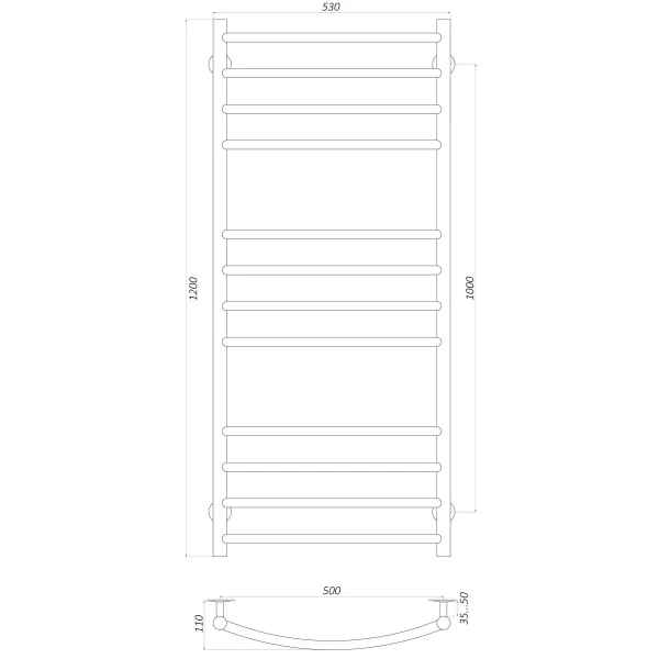 Рушникосушарка UNIO LDE EL 1200-500-12 Драбинка Дуга Еліт електро