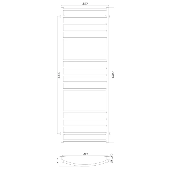 Рушникосушарка UNIO LDE EL 1500-500-15 Драбинка Дуга Еліт електро