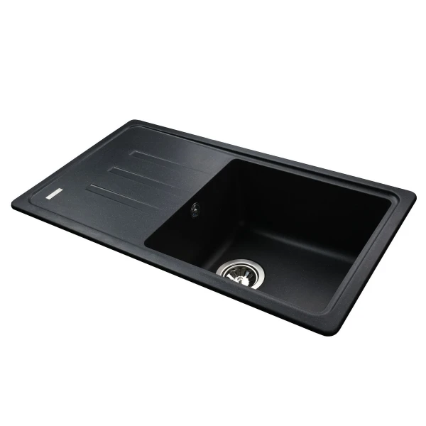 Гранітна мийка Globus Lux LUGANO чорний металік 780х435мм-А0001