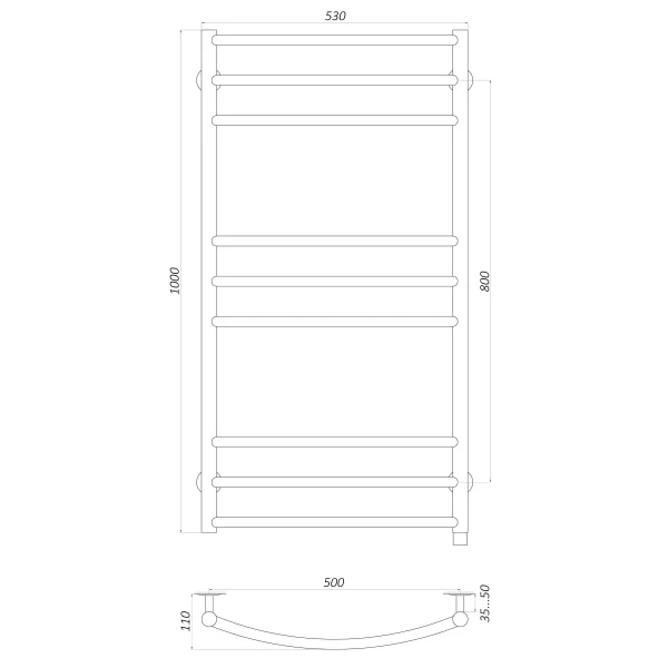 Рушникосушарка UNIO LDE EL 1000-500-9 BLK Драбинка Дуга Еліт електро чорна