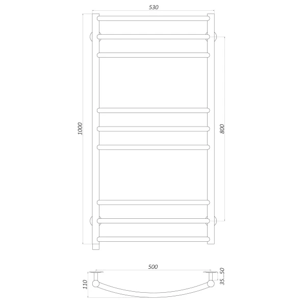 Рушникосушарка UNIO LDE ER 1000-500-9 BLK Драбинка Дуга Еліт електро чорна