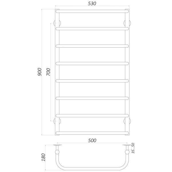 Рушникосушарка UNIO LS ER 900-500-8 Драбинка Скоба електро