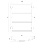 Рушникосушарка UNIO LD W 700-500-7 BLK Драбинка Дуга вода чорна