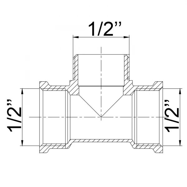 Тройник 1/2″ВНВ латунный 211Б