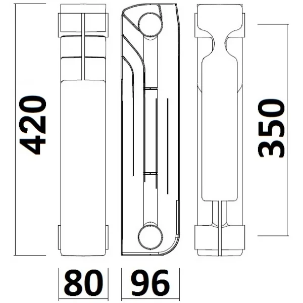 Радіатор біметалевий секційний QUEEN THERM 350/96 (кратно 10)