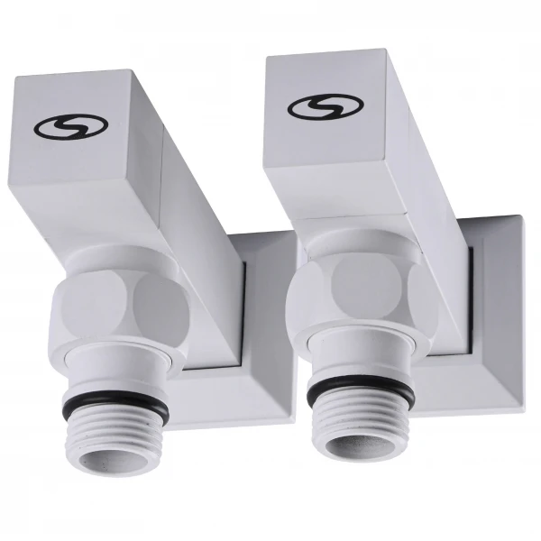 Набір Кран напівобертовий кутовий з американкою SOLOMON LUX 1/2″ CUBE WHITE 8888 (1уп)