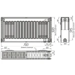 Радіатор сталевий 22/500x700 низ-справа/бок OPTIMUM (без клапана INNER)