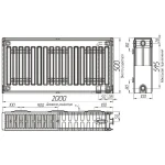 Радіатор сталевий 22/500х2000 низ-справа/бок OPTIMUM (без клапана INNER)
