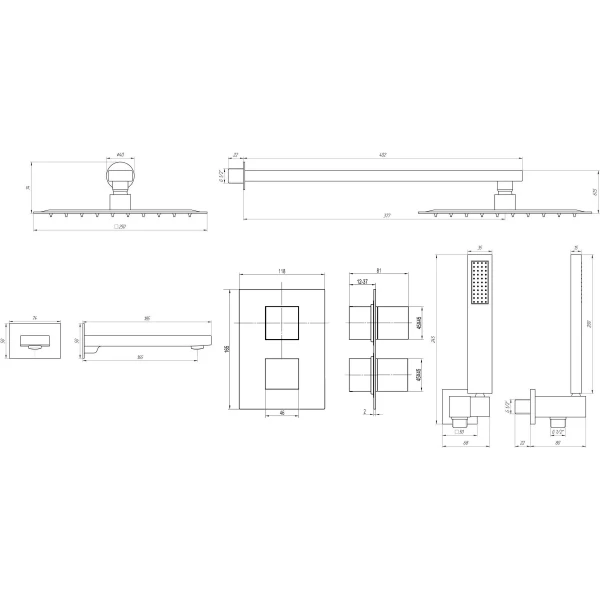 Смеситель для душа встроенный TOPAZ ODISS TO 08117-L03-BL-TT