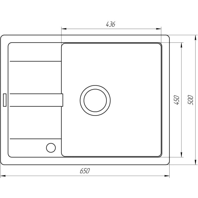 Гранітна мийка Globus Lux ONE сірий камiнь 650x500мм-А0005