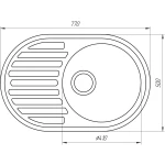 Гранитная мойка Globus Lux OHARA графит 770х500мм-А0001