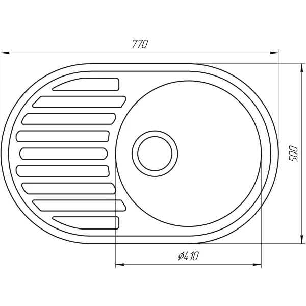Гранитная мойка Globus Lux OHARA графит 770х500мм-А0001