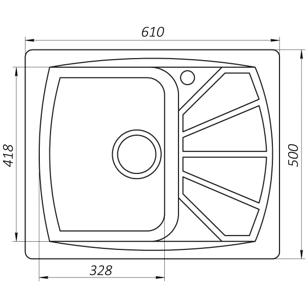 Гранитная мойка Globus Lux TANA жемчужный 610 х 500 мм