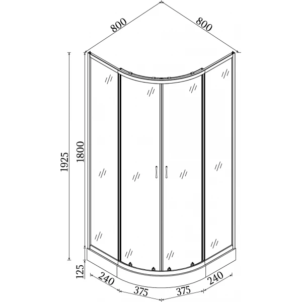 Душова кабіна півкругла WISLA L80ТS (L80Т) BRAVO (2уп.)