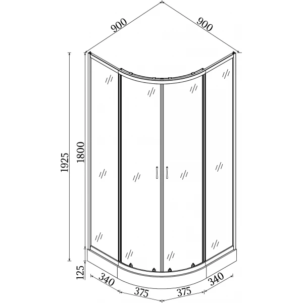 Душова кабіна півкругла WISLA L90TW (L90WT) BRAVO (2уп.)