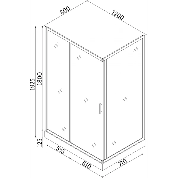 Душова кабіна прямокутна NISA L120TC (L120T) BRAVO (2уп.)