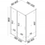Душова кабіна прямокутна без піддона NISA N120TC (N120T) BRAVO (1уп.)