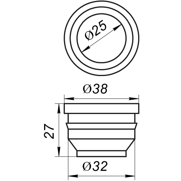 Редукция резиновая VSplast 32/25 (черная)